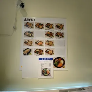 Bento and bibimbap menu
