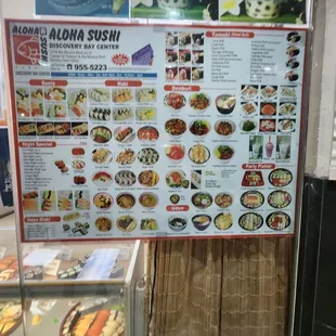 sushi and sashimi, menu