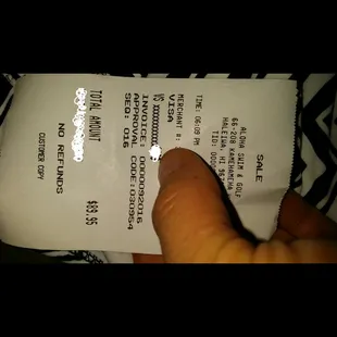I thought my bikini was supposed to be cheaper but this is the only reciept I received... no price tags either.