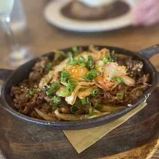 Bulgolgi over garlic rice