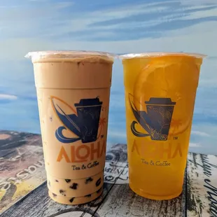 Aloha Milk Tea with boba and Hawaiian fever. Iced tea