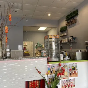 the interior of a tea shop