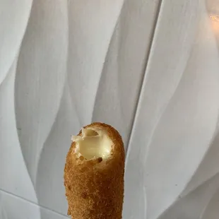 Korean corn dog: comes with cheese, sausage, and ketchup on the side