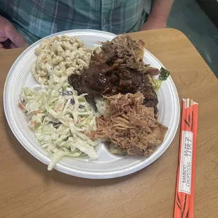 Big Kahuna, pineapple slaw and macaroni salad