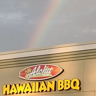 a rainbow in the sky