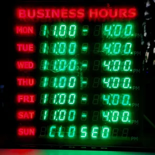 Hours 11am - 4pm