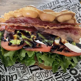 Ono Caprese with bacon and avocado