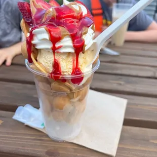Strawberry shortcake waffle cone- don't remember exact name