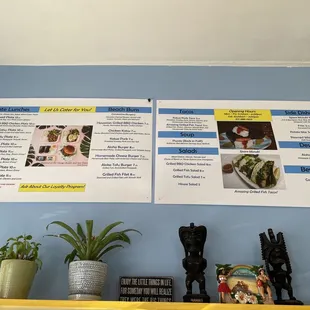 a menu on the wall