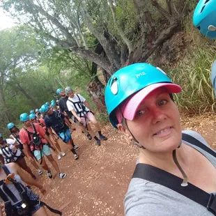 Out group today...2 zipline done, now hiking to the final one