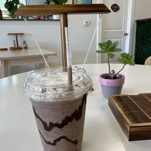 Java chip ice blended: shredded coffee beans 2 shots of espresso.