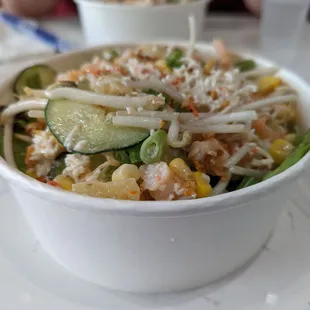 Poke bowl with shrimp and crab meat
