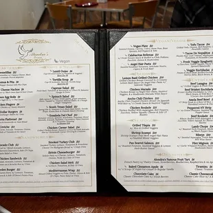 The full menu to help guide you