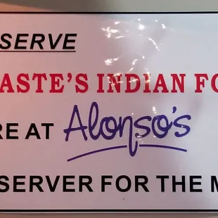 Indian Food Sign