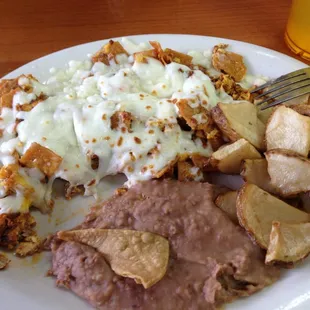$6.99 Crazy Migas Plate - migas w/ cheese &amp; chorizo + a side of papas y frijoles