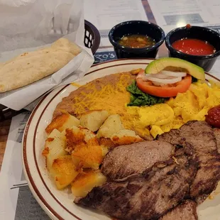 2x flour tortillas, green salsa mild, and red salsa spicy hot