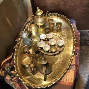 a tray of tea and coffee