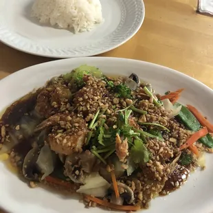 Garlic Pepper with fried shrimp