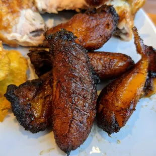 Maduros (fried plantains). &quot;Premium&quot; side that was added for $0.50 extra on my 1/2 Chicken meal.