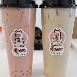 Strawberry milk tea and Horchata milk tea