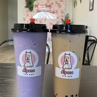 Taro smoothie &amp; Hokkaido milk tea with boba