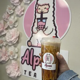 Brown sugar milk tea w/homemade boba. A must!