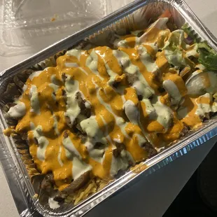 1. Gyro Over Rice Plate