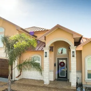the front of this home