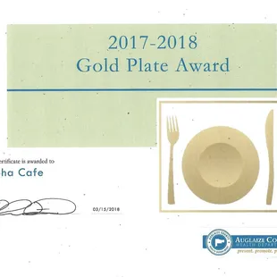 This is first year Auglaize County Health Dept. gave Award that received a 90% or higher, we got 95.5%  Only 1 of 14 places to get Award