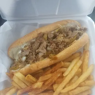 a sandwich and french fries
