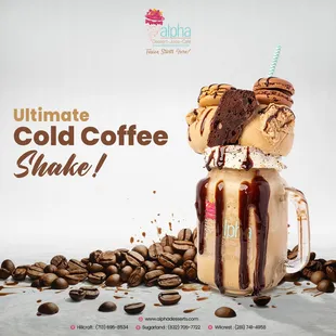 Unwind with the Ultimate Cold Coffee Shake at Alpha Dessert Hillcroft - where every sip is a fusion of flavor and refreshment.