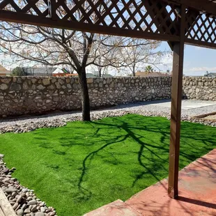 Turf and River stone