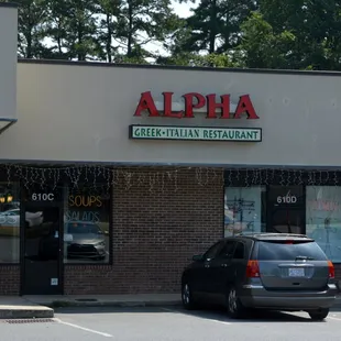 the front of the restaurant