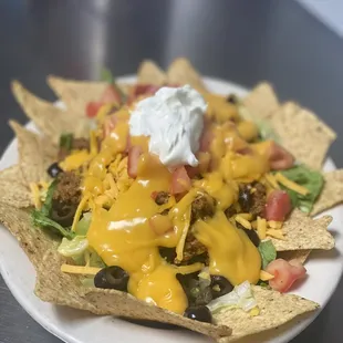 a plate of nachos