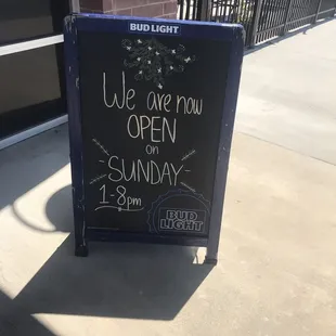 Now Open on Sundays 1pm-8pm