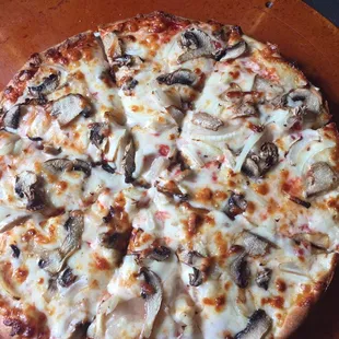 Mushroom and onion pizza