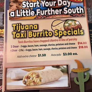 Brunch menu January 2024