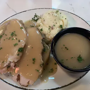 Turkey and Gravy Open Faced Sandwich