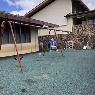 One side of the outdoor play area. Very secure.