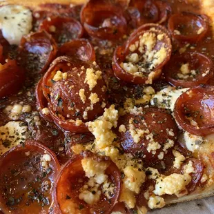 Grandma slice with extreme pepperoni