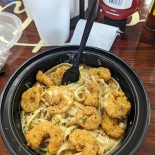 Fried Shrimp Alfredo