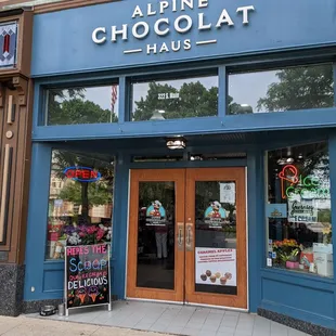 the entrance to alpine chocolate haus