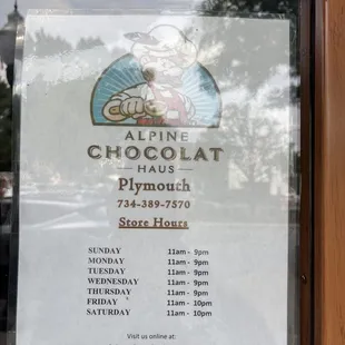 "Hours of operation"