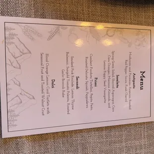 Tasting menu.