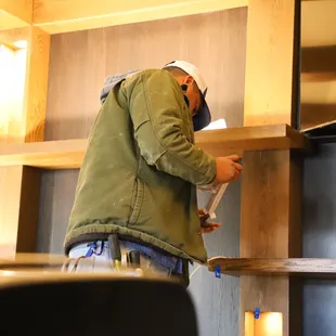 Our highly skilled electrical technicians working on the final touches for a new restaurant in northeast El Paso, Texas.