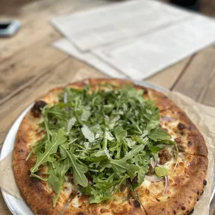 Francesco Pizza -sub mushrooms for sausage.