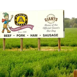 a sign for alpine meats