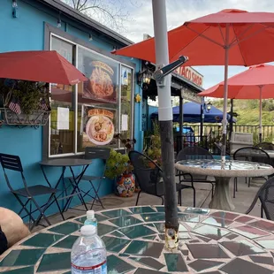 a table with a bottle of water on it