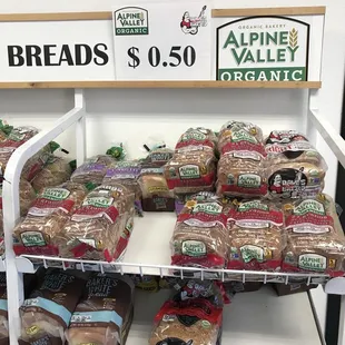 a variety of breads on display