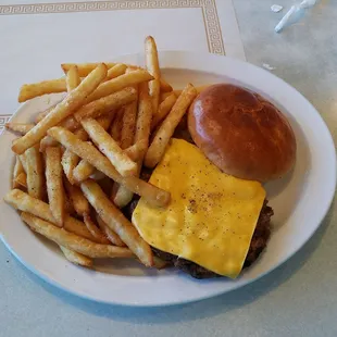 Cheeseburger and fries